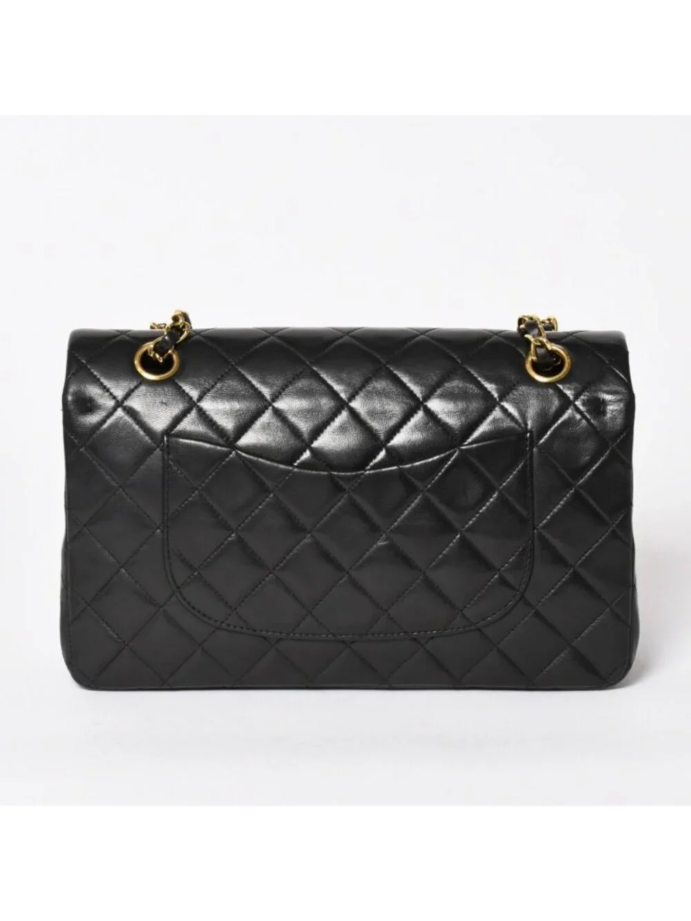 Chanel Quilted 25 Double Flap Chain Shoulder Bag Lambskin CC Logo Black
